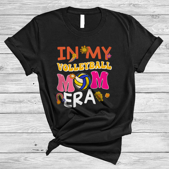 MacnyStore - Groovy In My Volleyball Mom Era Joyful Mother's Day Flowers Mom Life Game Day Vibes Family T-Shirt