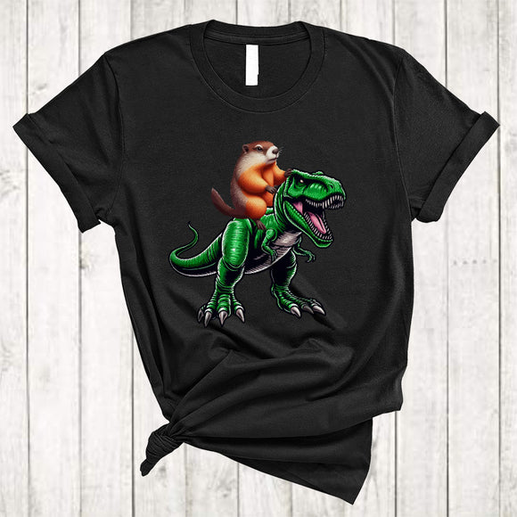 MacnyStore - Groundhog Riding T-Rex, Adorable Groundhog T-Rex Wild Animal Dinosaur Lover, Zoo Keeper Group T-Shirt