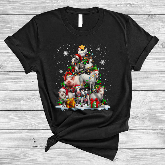 MacnyStore - Group Farm Animal Christmas Tree, Funny Santa Chicken Cow Horse, Farmer X-mas Group T-Shirt