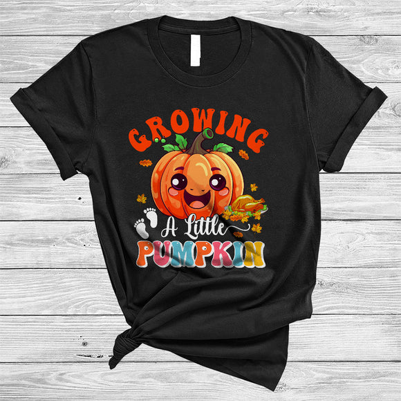 MacnyStore - Growing A Little Pumpkin, Cute Lovely Thanksgiving Pumpkin, Pregnancy Announcement T-Shirt