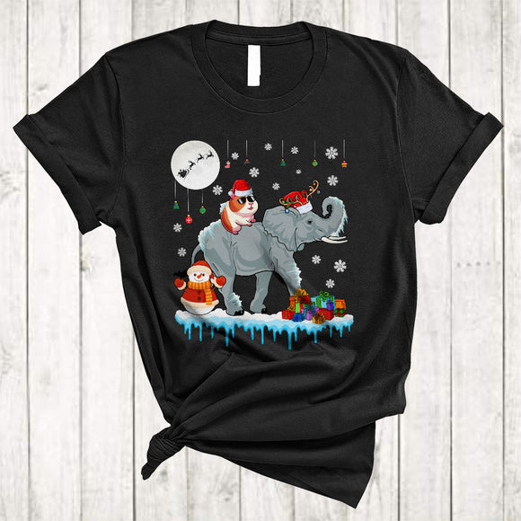 MacnyStore - Guinea Pig Riding Elephant Reindeer, Lovely Christmas Santa Guinea Pig, X-mas Zoo Animal Lover T-Shirt