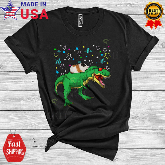 MacnyStore - Guinea Pig Riding T-Rex Funny Matching Rainbow T-Rex Dinosaur Animal Lover T-Shirt