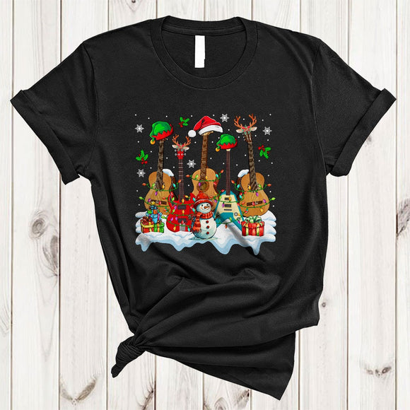 MacnyStore - Guitar Bass Collection, Cool X-mas Guitarist Musical Instrument, Matching Christmas Guitar Lover T-Shirt