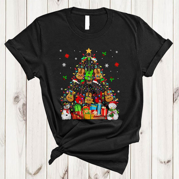 MacnyStore - Guitar Bass X-mas Tree, Cool Guitarist Musical Instrument, Matching Christmas Guitar Lover T-Shirt