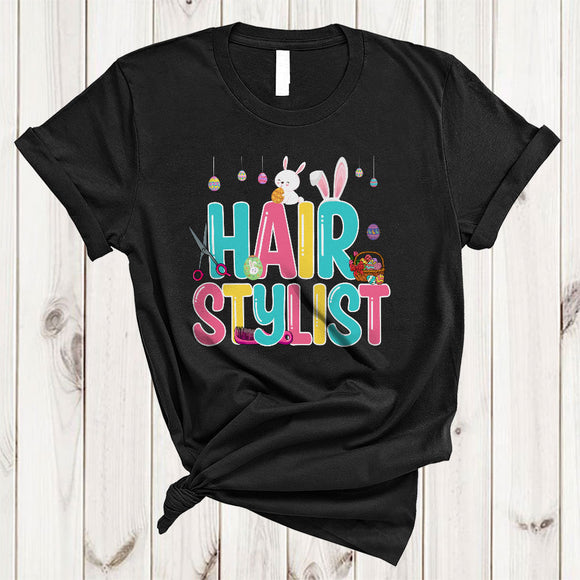 MacnyStore - Hair Stylist, Wonderful Easter Day Bunny Hunting Eggs Lover, Matching Girls Women Family Group T-Shirt
