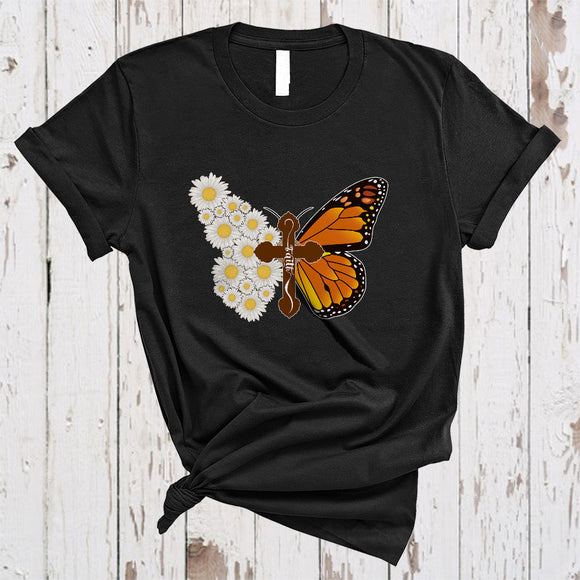 MacnyStore - Half Daisy Half Butterfly, Adorable Faith Jesus Lover, Daisy Flowers Butterfly Insect Lover T-Shirt