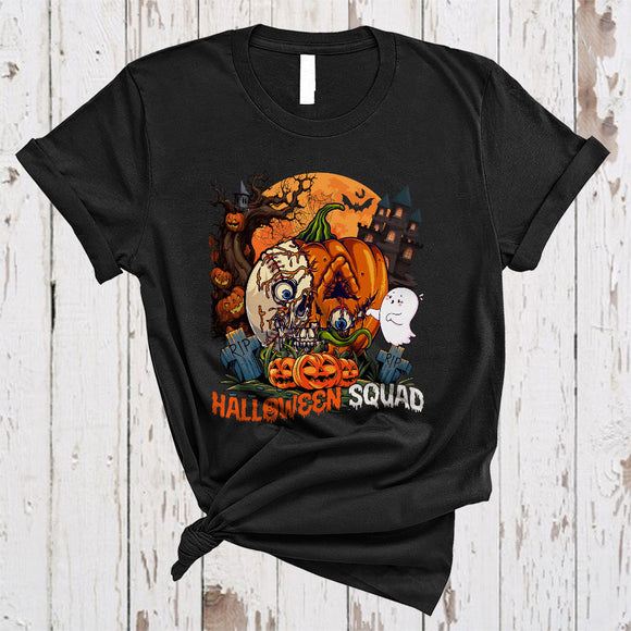 MacnyStore - Halloween Squad, Cool Horror Baseball Zombie Pumpkin, Halloween Costume Sport Team T-Shirt