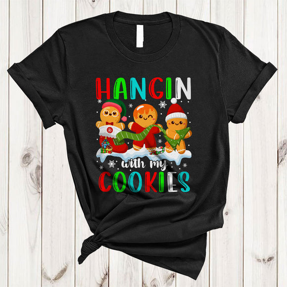 MacnyStore - Hangin With My Cookies, Lovely Christmas Snow Three Gingerbread Cookies, X-mas Group T-Shirt