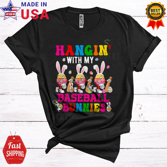 MacnyStore - Hangin' With My Baseball Bunnies Cute Cool Easter Bunny Egg Sport Player Coach Lover T-Shirt