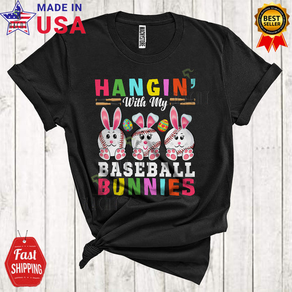 MacnyStore - Hangin' With My Baseball Bunnies Cute Happy Easter Day Bunny Hunting Eggs Lover Family Group T-Shirt