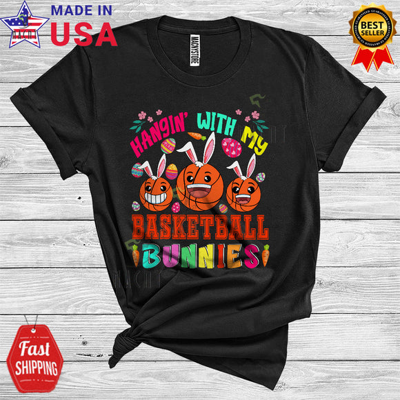 MacnyStore - Hangin' With My Basketball Bunnies Cool Happy Easter Day Three Bunny Basketball Player Playing T-Shirt