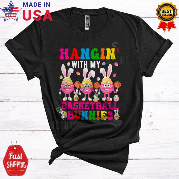 MacnyStore - Hangin' With My Basketball Bunnies Cute Cool Easter Bunny Egg Sport Player Coach Lover T-Shirt