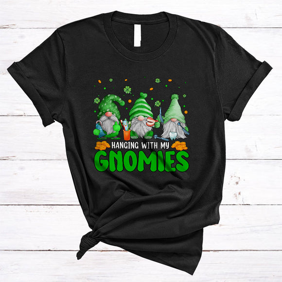 MacnyStore - Hanging With My Gnomies, Joyful St. Patrick's Day Three Gnomes Dentist Lover, Family Group T-Shirt