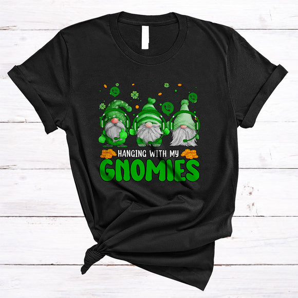 MacnyStore - Hanging With My Gnomies, Joyful St. Patrick's Day Three Gnomes Dispatcher Lover, Family Group T-Shirt