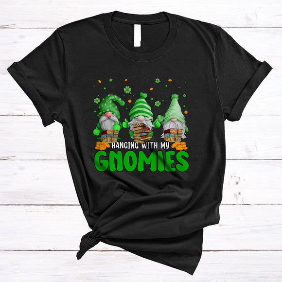 MacnyStore - Hanging With My Gnomies, Joyful St. Patrick's Day Three Gnomes Librarian Lover, Family Group T-Shirt