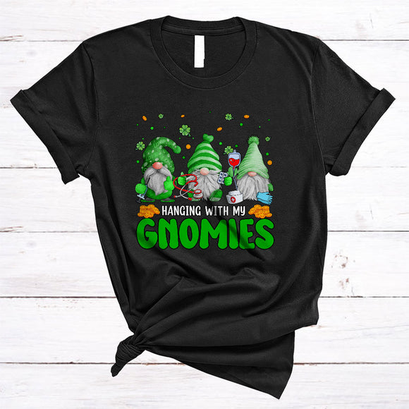 MacnyStore - Hanging With My Gnomies, Joyful St. Patrick's Day Three Gnomes Nurse Lover, Family Group T-Shirt