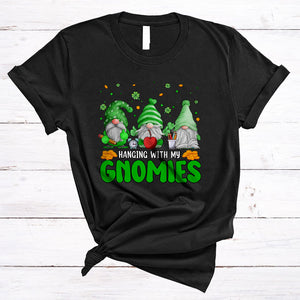 MacnyStore - Hanging With My Gnomies, Joyful St. Patrick's Day Three Gnomes Teacher Lover, Family Group T-Shirt