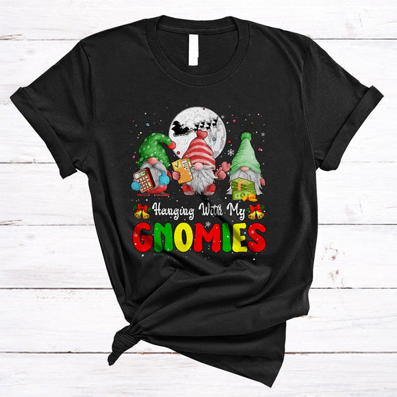 MacnyStore - Hanging With My Gnomies, Wonderful Cute Three Gnomes Accountant, Matching Christmas Group T-Shirt