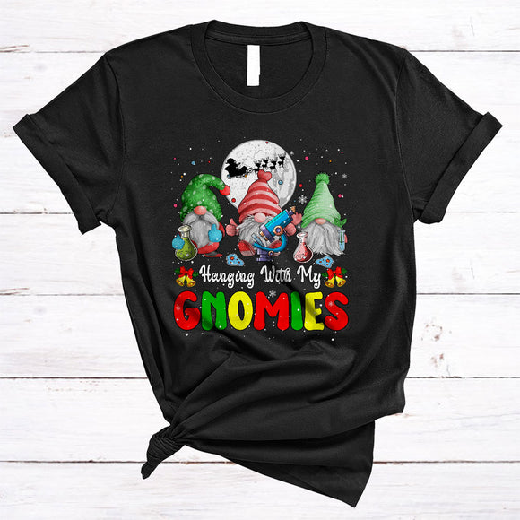 MacnyStore - Hanging With My Gnomies, Wonderful Cute Three Gnomes Biologist, Matching Christmas Group T-Shirt