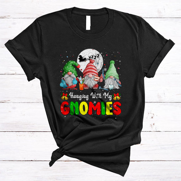 MacnyStore - Hanging With My Gnomies, Wonderful Cute Three Gnomes Dentist, Matching Christmas Group T-Shirt
