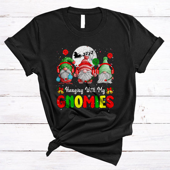 MacnyStore - Hanging With My Gnomies, Wonderful Cute Three Gnomes Dispatcher, Matching Christmas Group T-Shirt