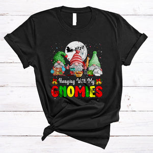 MacnyStore - Hanging With My Gnomies, Wonderful Cute Three Gnomes Lunch Lady, Matching Christmas Group T-Shirt