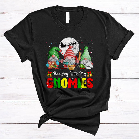 MacnyStore - Hanging With My Gnomies, Wonderful Cute Three Gnomes Lunch Lady, Matching Christmas Group T-Shirt