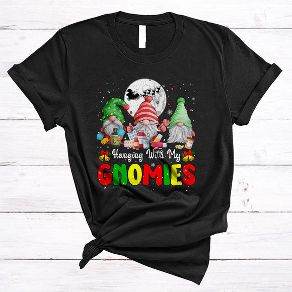 MacnyStore - Hanging With My Gnomies, Wonderful Cute Three Gnomes Pharmacist, Matching Christmas Group T-Shirt
