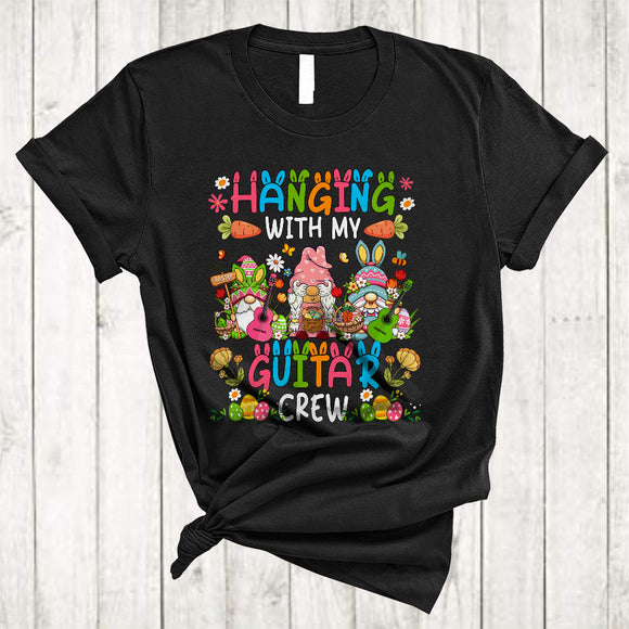 MacnyStore - Hanging With My Guitar Crew, Adorable Easter Three Gnomes Flowers, Egg Hunting Group T-Shirt