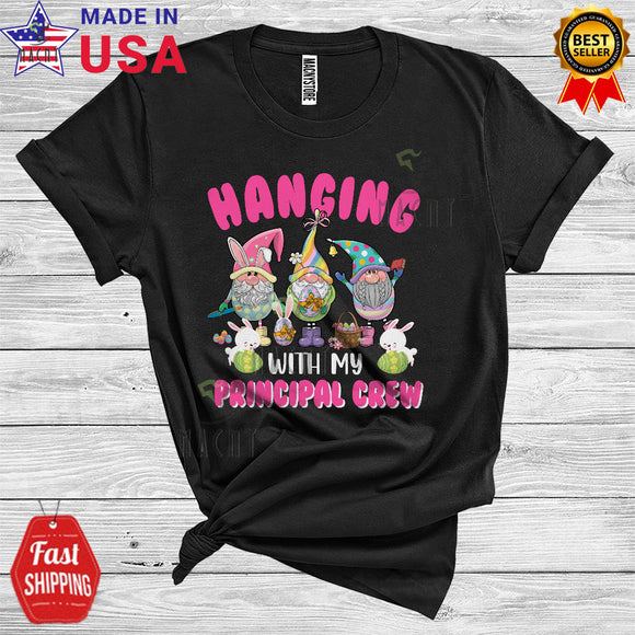 MacnyStore - Hanging With My Principal Crew Funny Cute Easter Day Three Gnomes Principal Group T-Shirt