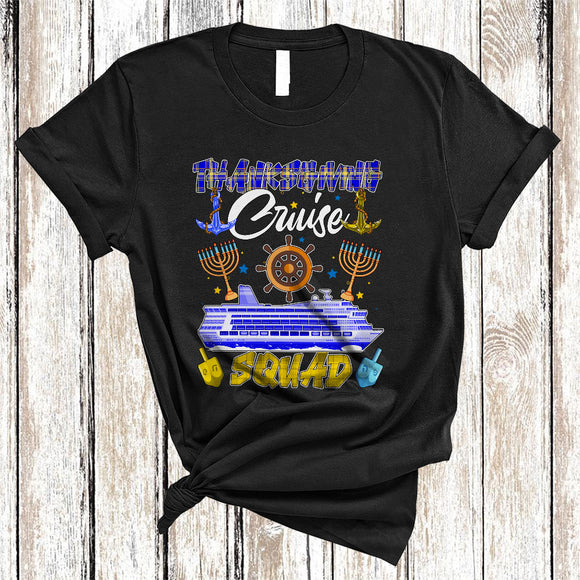 MacnyStore - Hanukkah Cruise Squad, Awesome Chanukah Cruise Ship Sailing Vacation Trip, Plaid Menorah T-Shirt