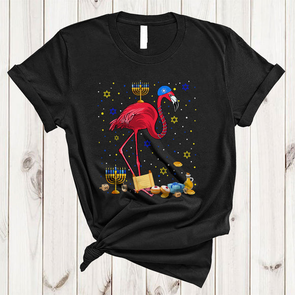 MacnyStore - Hanukkah Menorah With Flamingo, Awesome Chanukah Flamingo Animal Lover, Matching Family Group T-Shirt