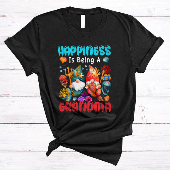 MacnyStore - Happiness Is Being A Grandma, Lovely Mother's Day Gnome Mermaid, Matching Family Group T-Shirt