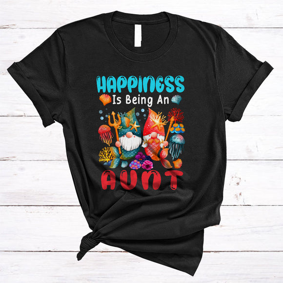 MacnyStore - Happiness Is Being An Aunt, Lovely Mother's Day Gnome Mermaid Lover, Matching Family Group T-Shirt