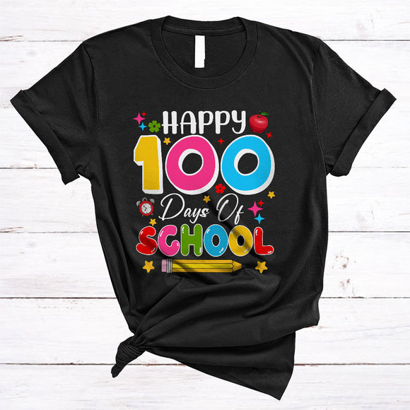 MacnyStore - Happy 100 Days Of School, Colorful 100th Day Of School Flowers, Students Teacher Group T-Shirt