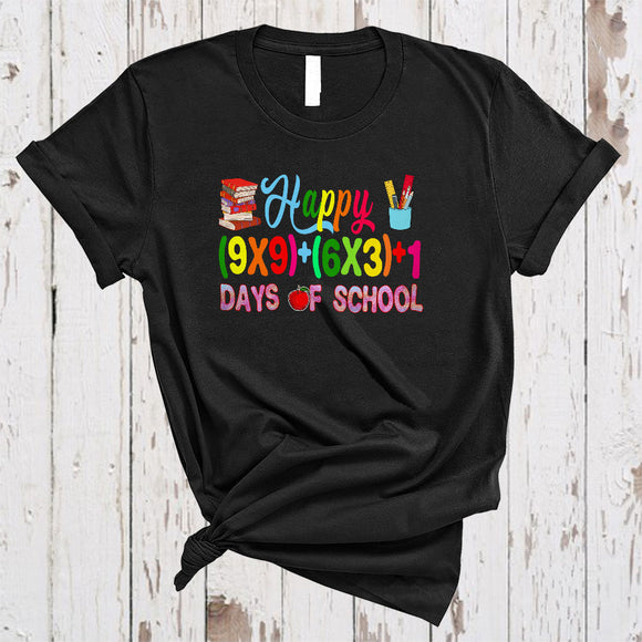 MacnyStore - Happy 100 Days Of School, Colorful 100th Day Of School Math Formula, Teacher Students T-Shirt
