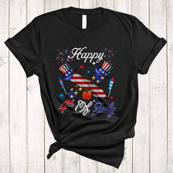 MacnyStore - Happy 4th Of July, Cheerful Independence Day Fireworks Teacher Tools, Matching Teacher T-Shirt