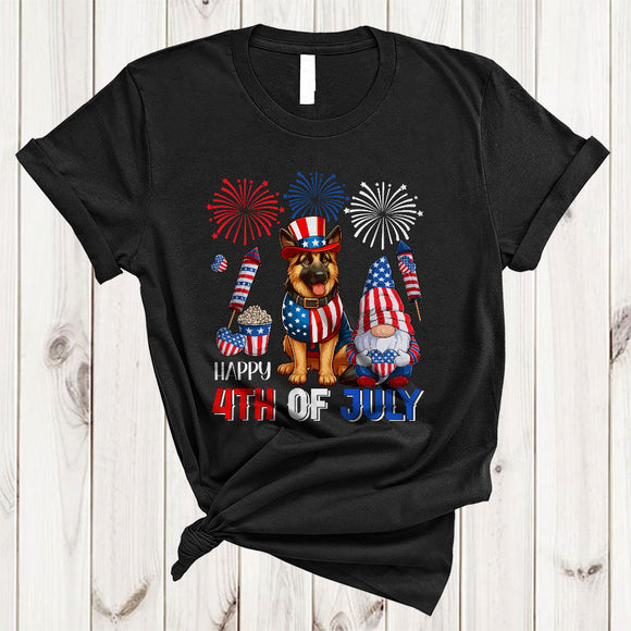 MacnyStore - Happy 4th Of July, Proud US Flag German Shepherd Gnomes, Fireworks American Patriotic Group T-Shirt