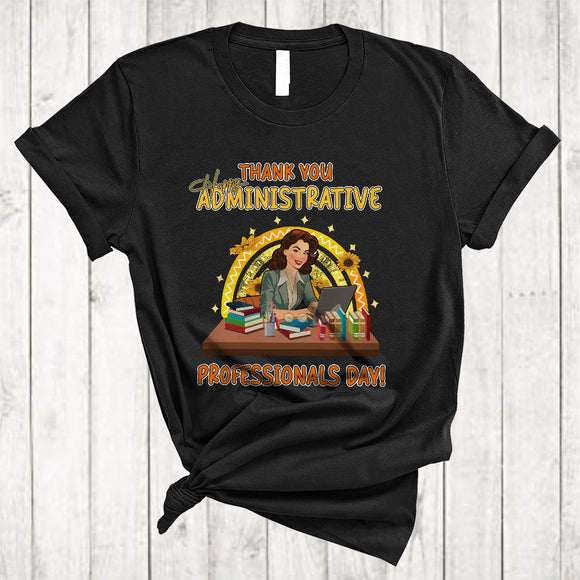 MacnyStore - Happy Administrative Professionals Day, Cool Mother's Day Sunflower Rainbow, Family Group T-Shirt