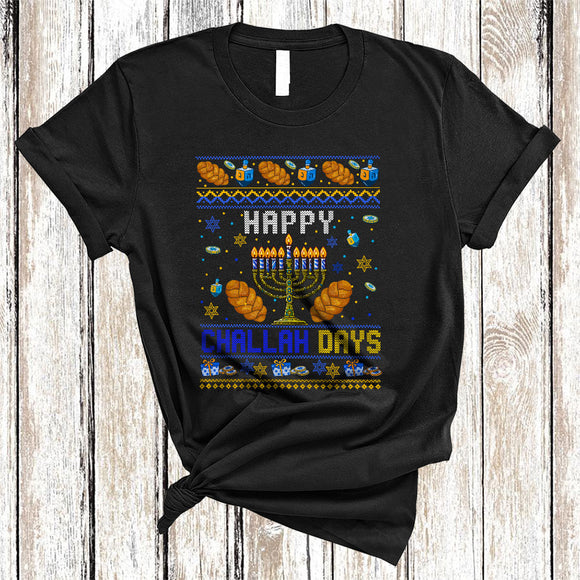 MacnyStore - Happy Challah Days, Humorous Cool Hanukkah Menorah Lover, Sweater Matching Family Group T-Shirt