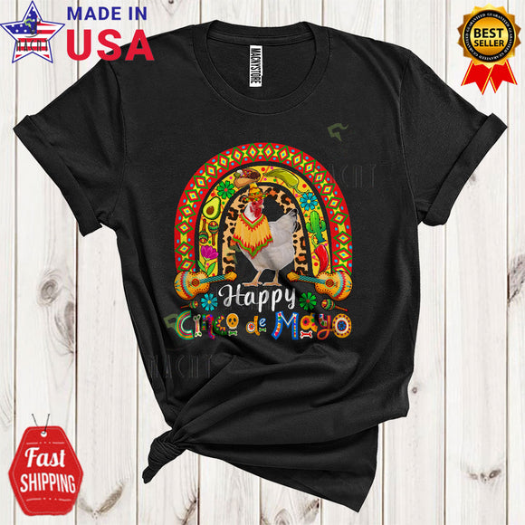 MacnyStore - Happy Cinco De Mayo Cool Cute Rainbow Mexican Sombrero Chicken Farmer Lover T-Shirt