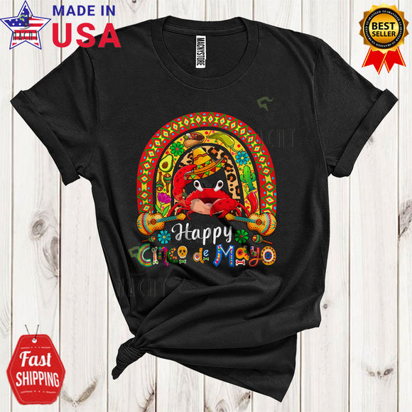 MacnyStore - Happy Cinco De Mayo Cool Cute Rainbow Mexican Sombrero Crab Lover T-Shirt