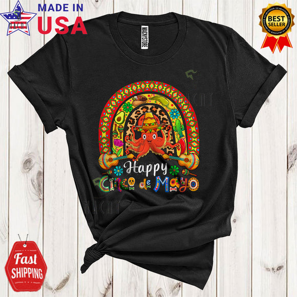 MacnyStore - Happy Cinco De Mayo Cool Cute Rainbow Mexican Sombrero Octopus Lover T-Shirt