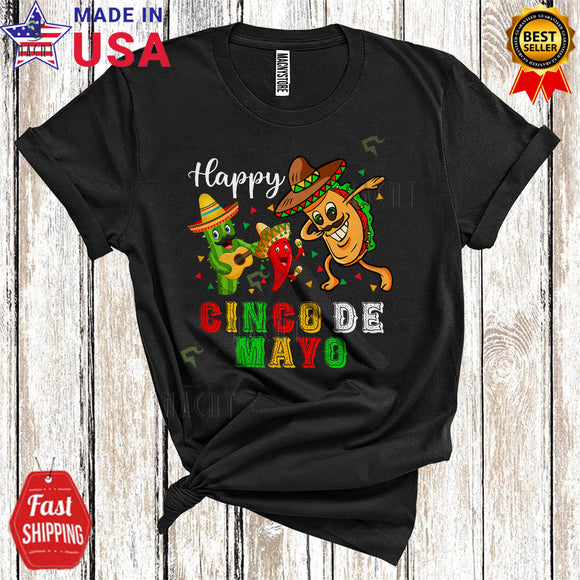 MacnyStore - Happy Cinco De Mayo Cute Funny Cinco De May Mexican Cactus Dabbing Dance Taco T-Shirt