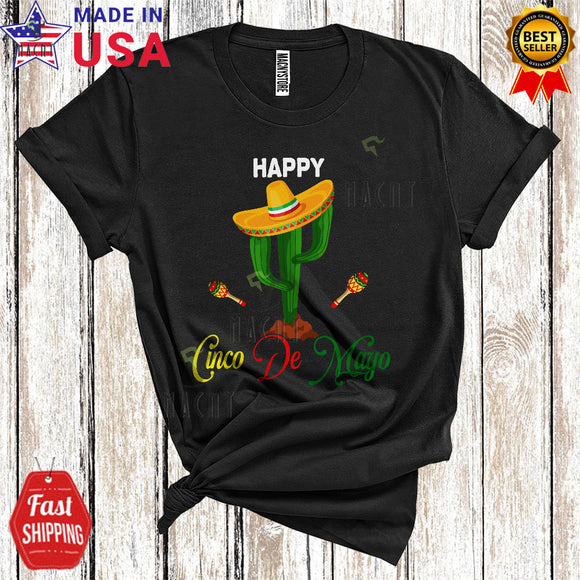 MacnyStore - Happy Cinco De Mayo Funny Cute Cinco De Mayo Cactus With Mexican Sombrero Lover T-Shirt
