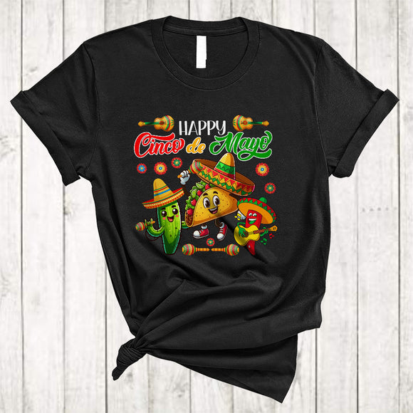 MacnyStore - Happy Cinco De Mayo, Adorable Cinco De May Sombrero Cactus Taco Dancing, Mexican Family T-Shirt