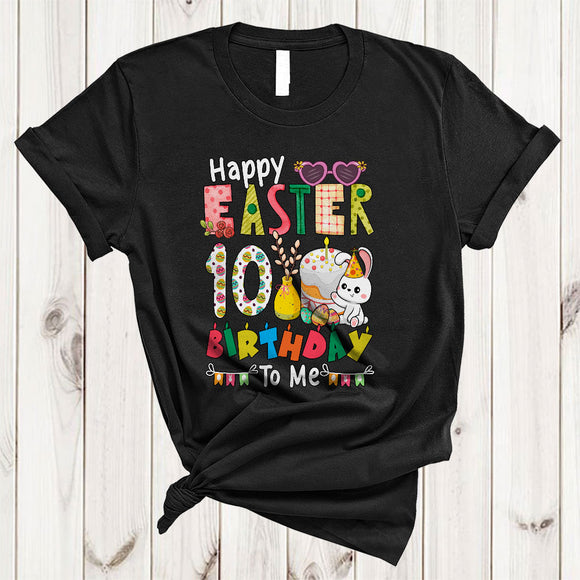 MacnyStore - Happy Easter 10th Birthday, Awesome Easter Day Plaid Flowers Birthday Cake Bunny, Family T-Shirt