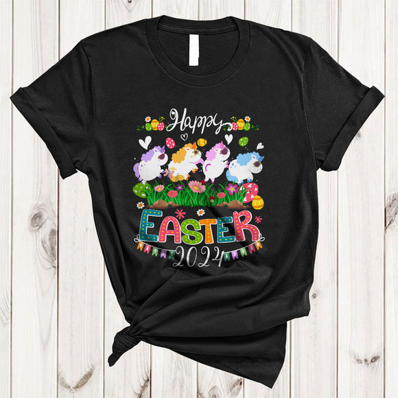 MacnyStore - Happy Easter 2024, Colorful Easter Day Four Unicorns Wearing Sunglasses, Family Egg Hunt Squad T-Shirt