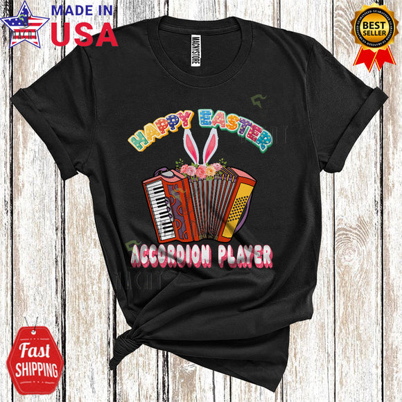 MacnyStore - Happy Easter Accordion Player Cute Cool Easter Day Bunny Ears Musical Instruments Lover T-Shirt