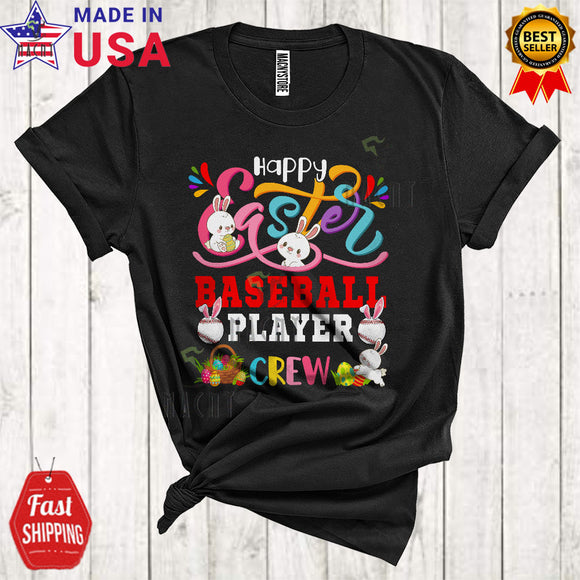 MacnyStore - Happy Easter Baseball Player Crew Cute Cool Easter Day Bunny Sport Playing Team Lover T-Shirt